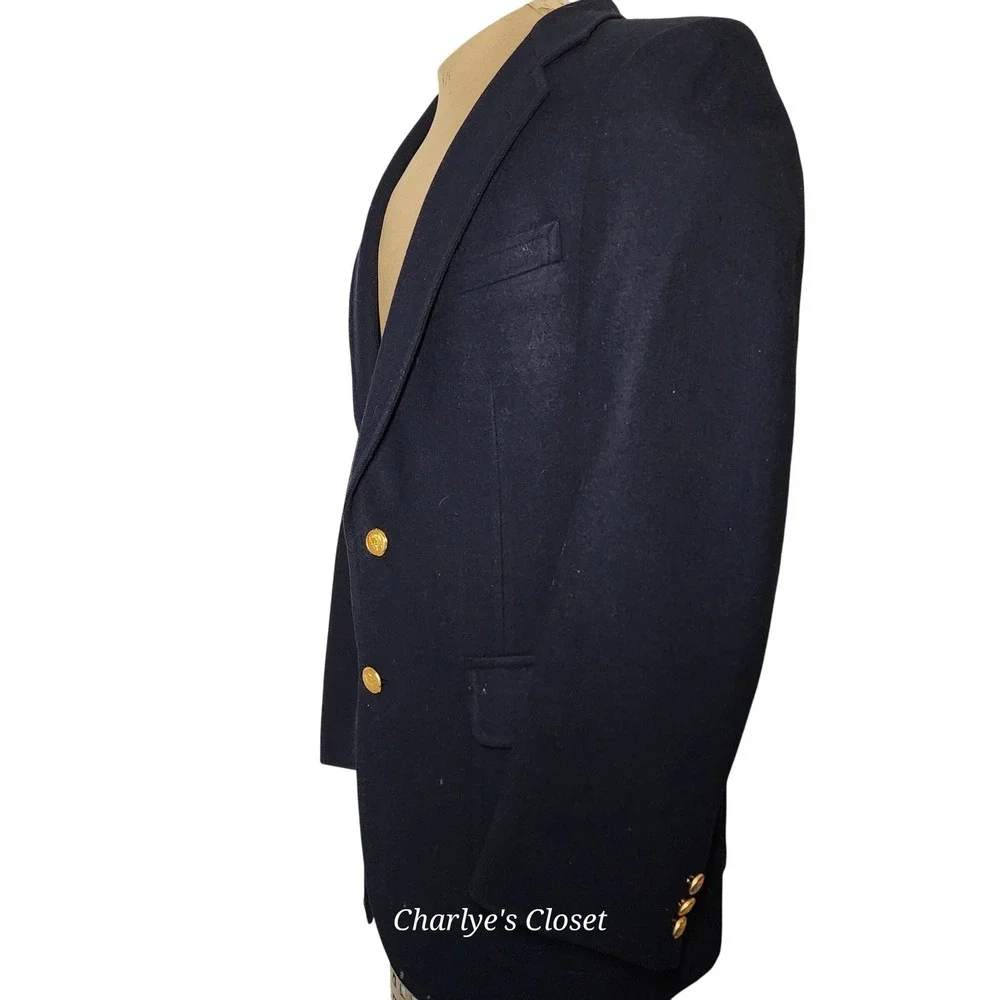 Vtg Marshall Fields & Co Chicago Stanley Blacker Heritage Navy‎ Wool Blazer 38R
